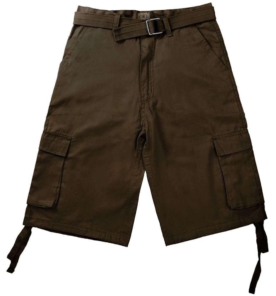 8YARDS Men’s Cargo Shorts North 15 Men's Belted Clasic Cargo Shorts-Brn-32 Brown
